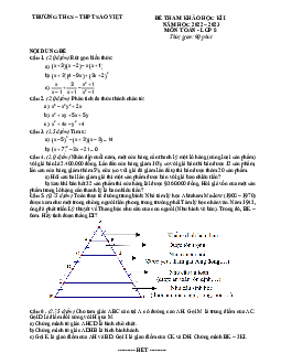 Đề tham khảo học kỳ 1 Toán 8 năm 2022 – 2023 trường Sao Việt – TP HCM