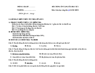 Đề cương ôn tập giữa học kì 1 môn Giáo dục công dân 8 sách Cánh diều