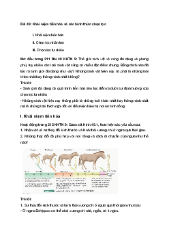 Giải Khoa học tự nhiên 9 Kết nối tri thức Bài 49: Khái niệm tiến hoá và các hình thức chọn lọc