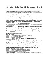 Đề thi giữa kì 1 tiếng Anh 12 Global success - Đề số 1