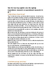 Vận trù học hay nghiên cứu tác nghiệp (operations research or operational research) là gì ?