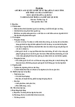 Bài 3: Quan hệ giữa các bảng và khoá ngoài trong CSDL quan hệ | Giáo án Tin học 11 Cánh diều