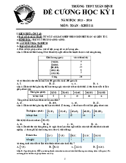 Đề cương học kỳ 1 Toán 11 năm 2023 – 2024 trường THPT Xuân Đỉnh – Hà NộiĐề cương học kỳ 1 Toán 11 năm 2023 – 2024 trường THPT Xuân Đỉnh – Hà Nội