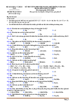 Đề minh họa Hóa 2020 lần 2 (có đáp án)