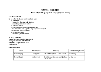 Giáo án Tiếng Anh 7 Unit 1: Hobbies sách  Global Success
