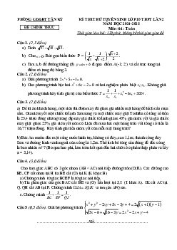 Đề thi thử Toán vào lớp 10 lần 2 năm 2024 – 2025 phòng GD&ĐT Tân Kỳ – Nghệ An