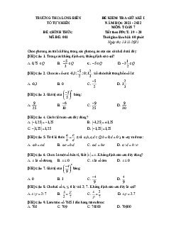Đề kiểm tra giữa kì 1 Toán 7 năm 2021 – 2022 trường THCS Long Biên – Hà Nội