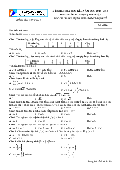 Đề thi HK2 Toán 10 năm học 2016 – 2017 trường THPT chuyên Hạ Long – Quảng Ninh