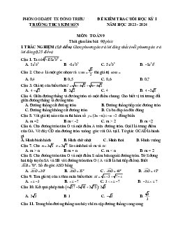 Đề cuối học kỳ 1 Toán 9 năm 2023 – 2024 trường THCS Kim Sơn – Quảng Ninh