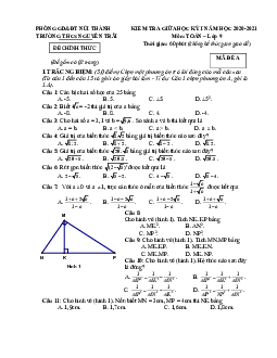 Đề thi giữa kỳ 1 Toán 9 năm 2020 – 2021 trường THCS Nguyễn Trãi – Quảng Nam