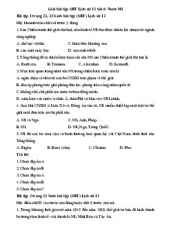 Giải SBT Lịch Sử 12 bài 6: Nước Mĩ