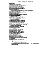 UNIT 4: ASEAN AND VIET NAM - Vocabulary and Grammar Notes