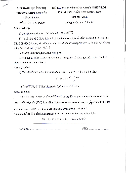 Đề thi chọn HSG Toán 12 năm 2019 – 2020 trường chuyên Lê Quý Đôn – Quảng Trị