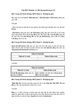 Giải SBT Sinh học 12: Bài tập tự giải trang 125