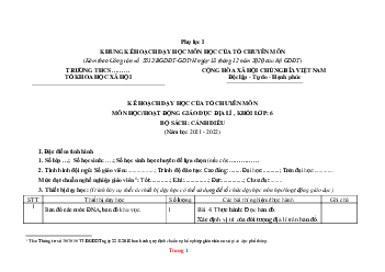 Kế hoạch dạy học Địa Lí 6 cánh diều