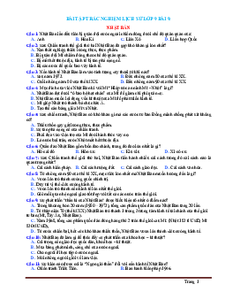 TOP 23 câu trắc nghiệm Sử 9 bài 9:Nhật Bản (có đáp án)