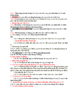 Ngân hàng câu hỏi ôn tập học phần Đường lối Quốc phòng và an ninh của Đảng Cộng sản Việt Nam (có đáp án)