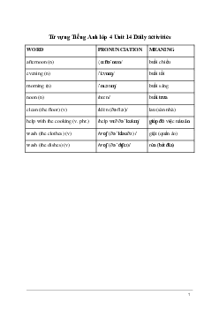 Từ vựng Tiếng Anh lớp 4 Unit 14 | Global Success