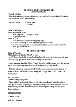 Đề cương ôn tập giữa học kì 2 môn Ngữ văn 6 sách Kết nối tri thức với cuộc sống