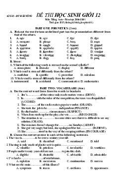 Đề thi HSG Tiếng anh lớp 12 của Sở GD&ĐT Đắk Nông