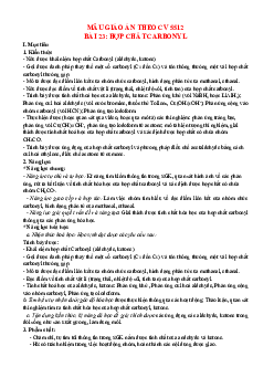 Bài 23: Hợp chất carbonyl | Giáo án Hóa 11 Kết nối tri thức