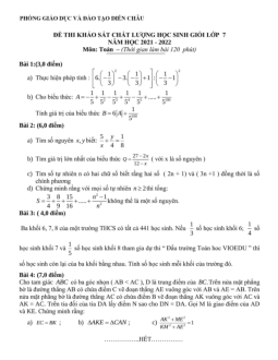 Đề học sinh giỏi Toán 7 năm 2021 – 2022 phòng GD&ĐT Diễn Châu – Nghệ An