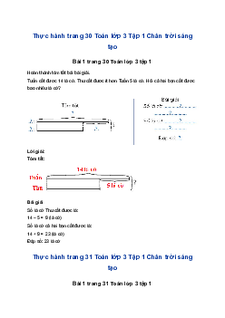 Toán lớp 3 trang 30, 31 Bài toán giải bằng hai bước tính Chân trời sáng tạo