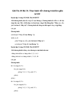 Giải Tin 10 Bài 31: Thực hành viết chương trình đơn giản KNTT