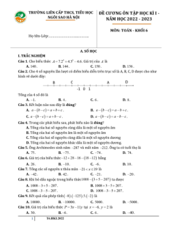 Đề cương học kì 1 Toán 6 năm 2022 – 2023 trường TH & THCS Ngôi Sao Hà Nội