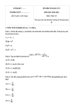 Đề thi học kì 2 môn Toán 10 năm 2022 - 2023 sách Kết nối tri thức với cuộc sống đề 1