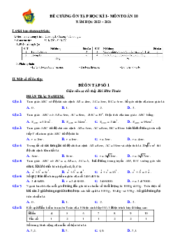TOP 04 đề ôn tập cuối kì 1 Toán 10 năm 2023 – 2024 trường THPT Việt Đức – Hà Nội