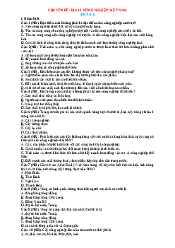 TOP 105 câu trắc nghiệm Địa lí Nông nghiệp theo từng mức độ (có đáp án)