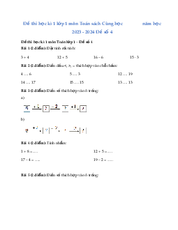 ĐỀ KIỂM TRA CUỐI HỌC KÌ 1 lớp 1 môn Toán  | Đề 4 | Cùng học để phát triển năng lực