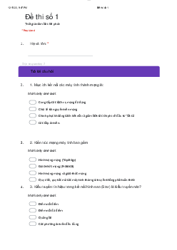 Bài tập trắc nghiệm (quiz) số 01 môn Mạng máy tính | Học viện Công nghệ Bưu chính Viễn thông