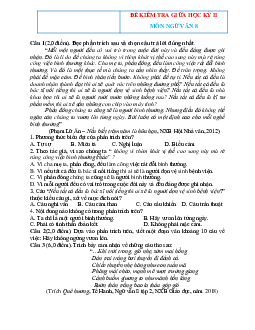Đề thi giữa học kỳ 2 Ngữ Văn 8 (có đáp án).