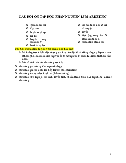 Câu hỏi ôn tập học phần nguyên lý marketing
