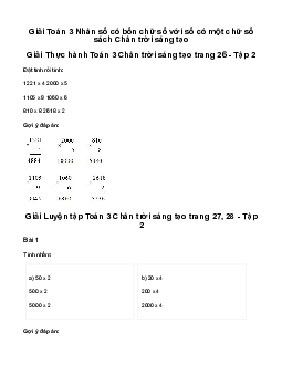 Giải Toán 3: Nhân số có bốn chữ số với số có một chữ số | Chân trời sáng tạo