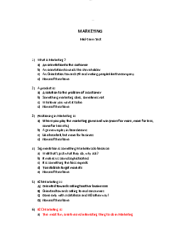 Đề thi giữa kỳ môn Marketing căn bản | Đại học Ngoại Thương