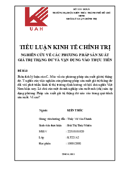 Tiểu luận "Nghiên cứu về các phương pháp giá trị thặng dư và vận dụng vào thực tiễn"