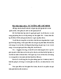 Kết hợp nhuần nhuyễn dân tộc với giai cấp, độc lập dận tộc và chủ nghĩa xã hội, chủ nghĩa yêu nước và chủ nghĩa quốc tế | Tư tưởng Hồ Chí Minh