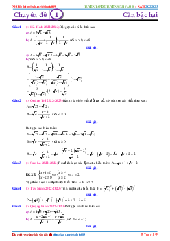 Phân dạng các bài toán trong đề tuyển sinh lớp 10 môn Toán (2022 – 2023)