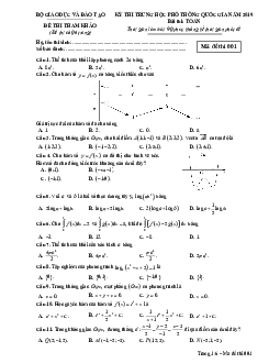 Đề thi tham khảo kỳ thi Trung học Phổ thông Quốc gia năm 2019 môn Toán