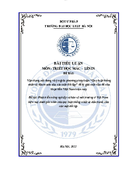 Tiểu luận: Quy luật thống nhất và đấu tranh của các mặt đối lập