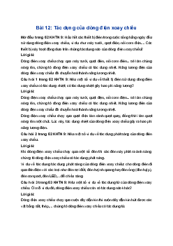 Giải Khoa học tự nhiên 9 Cánh diều Bài 12: Tác dụng của dòng điện xoay chiều