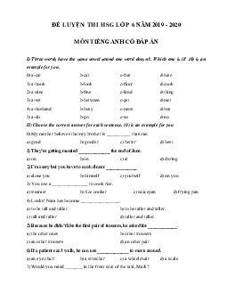 Đề thi thử học sinh giỏi lớp 6 môn tiếng Anh năm 2019 - 2020 số 2