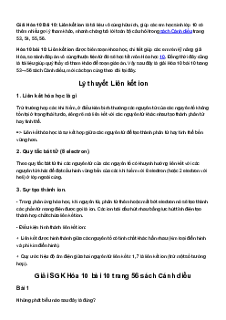 Giải Hoá học 10 Bài 10: Liên kết ion | Cánh diều