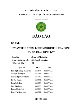 Báo cáo | Phân tích chiến lược marketing của Công ty Cổ phần Kinh Đô | Học viện Nông nghiệp Việt Nam
