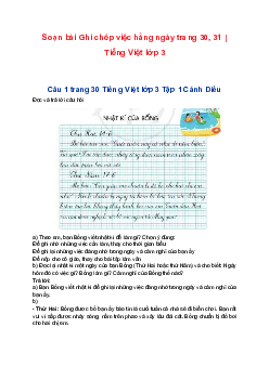 Soạn bài Ghi chép việc hằng ngày trang 30, 31 | Tiếng Việt lớp 3 Cánh diều