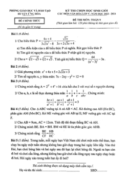 Đề học sinh giỏi Toán 9 năm 2023 – 2024 phòng GD&ĐT Ứng Hòa – Hà Nội