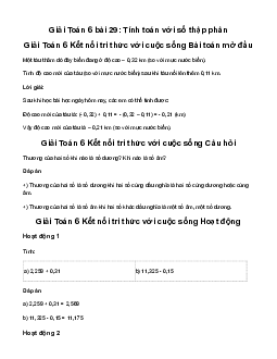 Giải Toán 6 Bài 29: Tính toán với số thập phân | kết nối tri thức